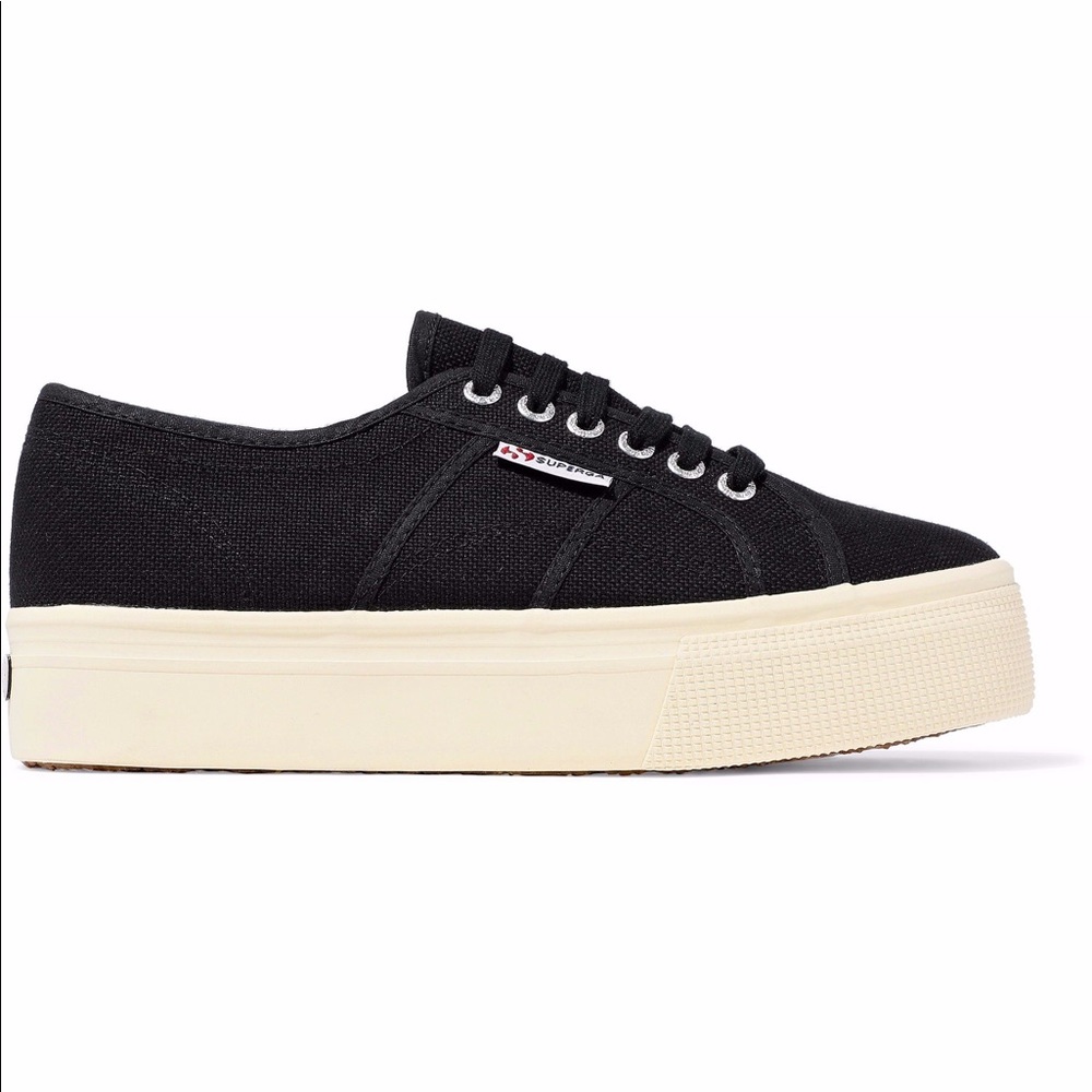 SUPERGA® Black Canvas platform sneakers size 8